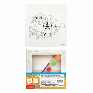Pokémon กรอบภาพระบายสีผ้าแคนวาสพร้อมชุดสี (ลายกลุ่ม 4 ตัว)